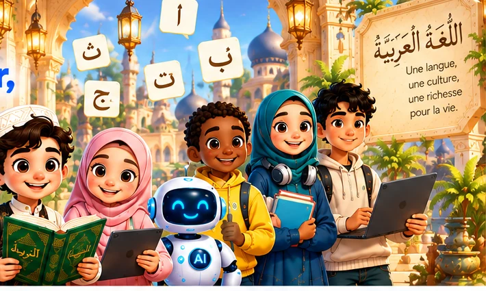 Enfants et adolescents de différents âges apprenant l’arabe avec ULUMSCHOOL AI
